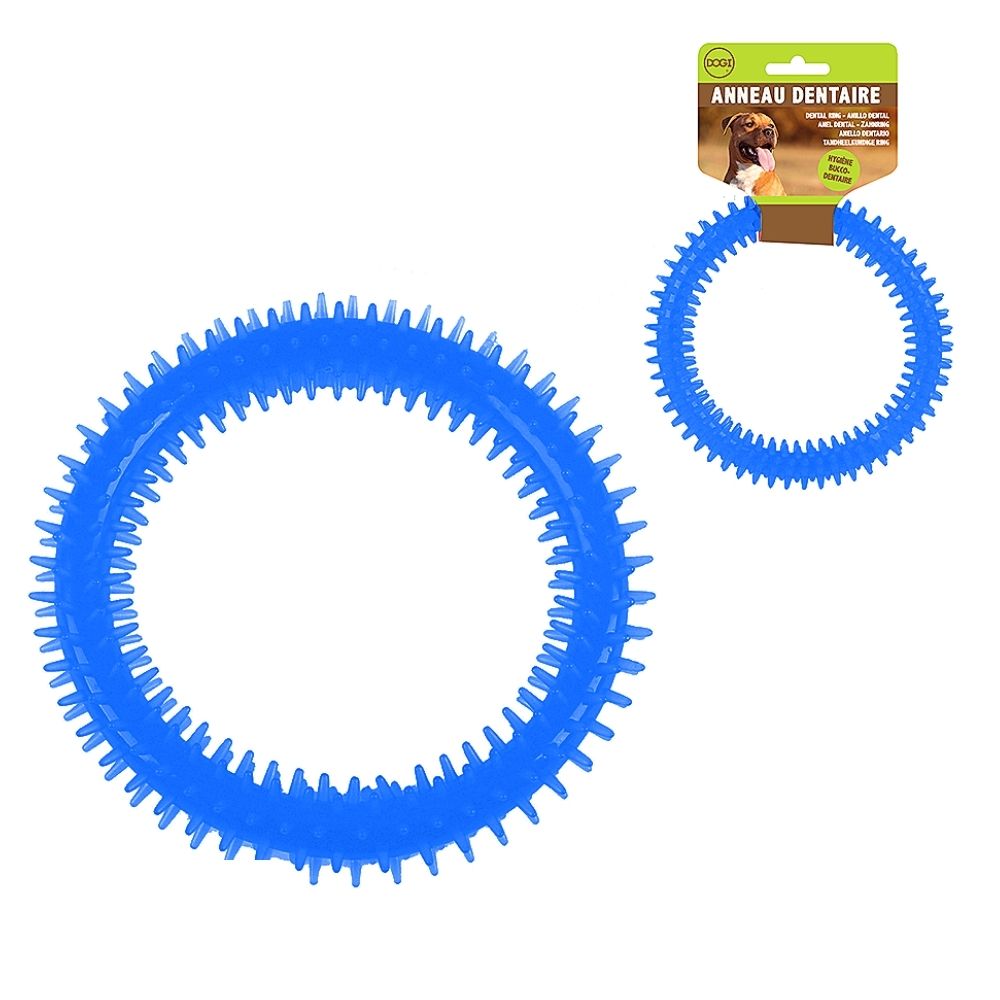 Jucărie dentară pentru câini, formă de inel, Dogi, 16 cm, albastră