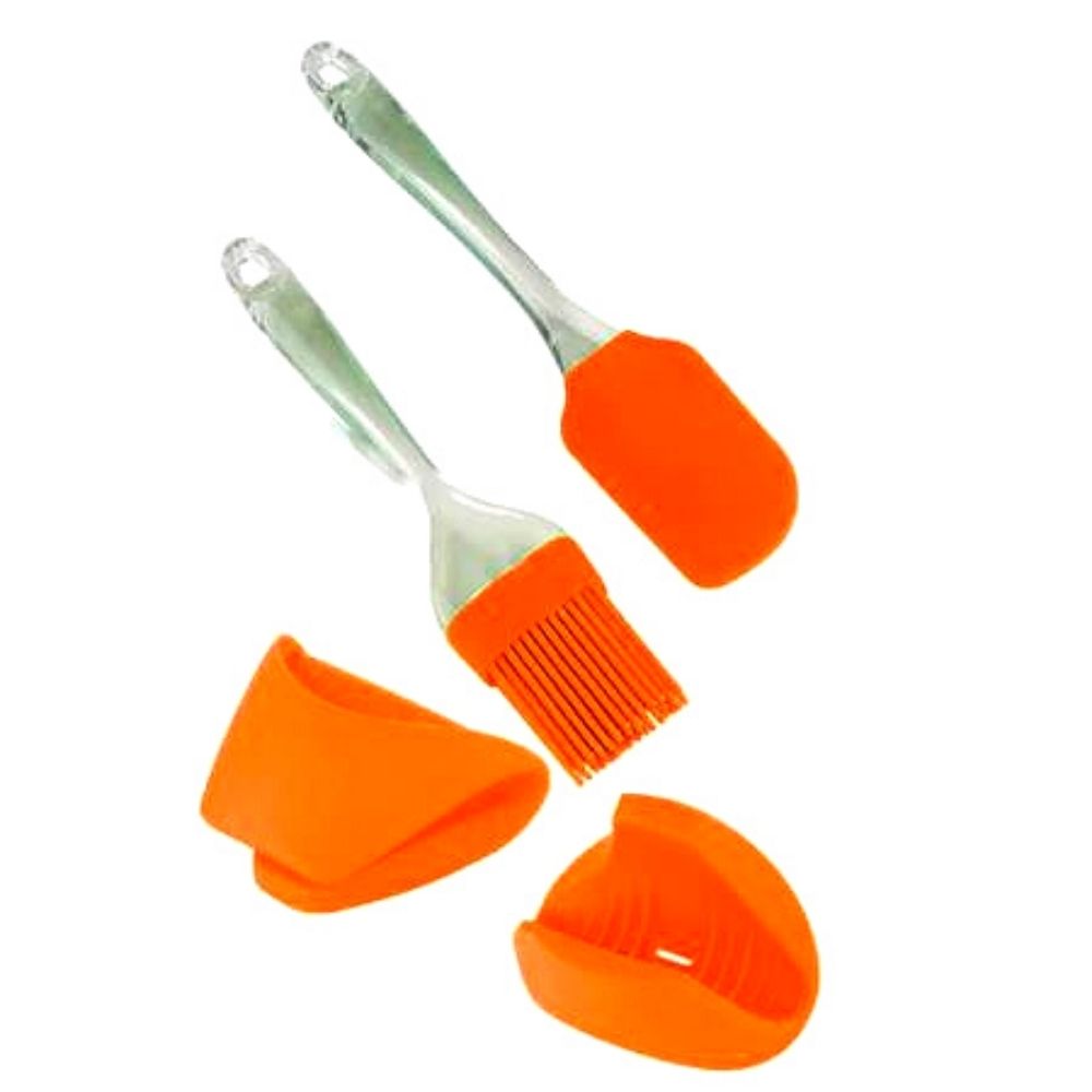 Set 4 ustensile pentru bucătărie din silicon alimentar, portocaliu