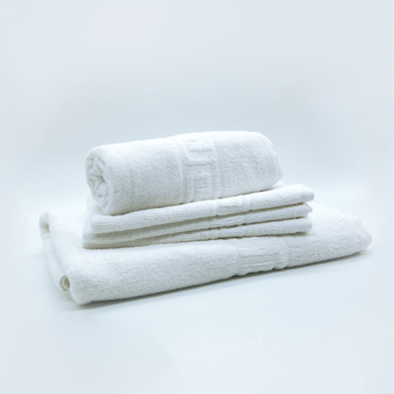 Set 3 Prosoape Hoteliere cu Model Grecesc Luxury Cotton Towel, albe, 500 gr-mp