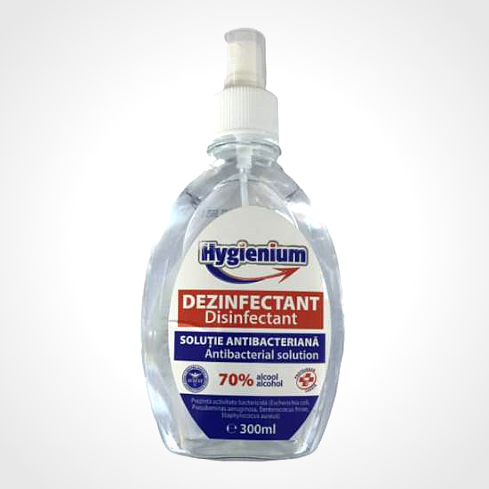 Soluție dezinfectantă Hygienium pentru mâini și suprafețe multiple, 70% Alcool, 300 ml