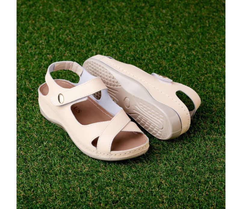 Sandale ortopedice de damă, din piele naturală, bej | AloShop