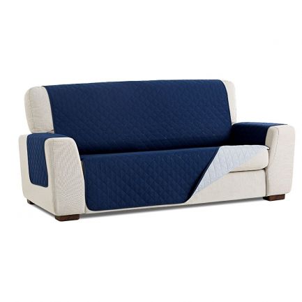 Husă canapea, reversibilă, de protecție 3 locuri Easy Cover Protect, albastră/gri