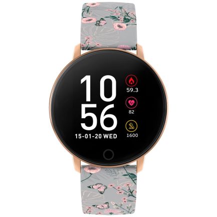 Ceas smartwatch Reflex Active RA05-2064, brățară din silicon, gri floral