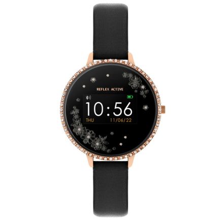 Ceas smartwatch Reflex Active RA03-2078, brățară din piele ecologica, negru