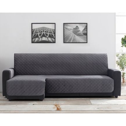 Husă canapea colțar de stânga, din catifea, EasyCover Velvet, 240cm, gri