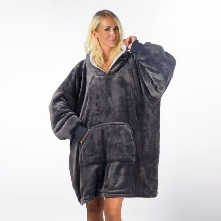 Pătură cu mâneci, tip hanorac, HomeVero Comfort Blanket, mărime universală, gri