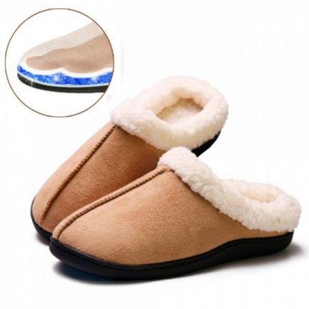 Papuci de casă cu talpă din gel relaxant Confort Gel Premium, maro