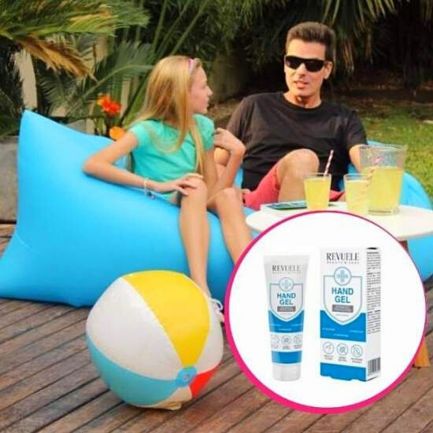 Pachet avantajos: Saltea gonflabilă, Air Chair albastră + Gel dezinfectant Revuele CADOU
