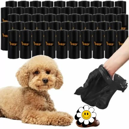 Set 50 role de pungi igienice pentru câini, 1000 buc, negre