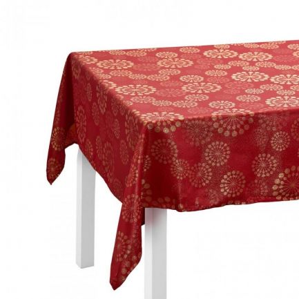 Față de masă cu model festiv, 100% poliester, 140x180 cm, roșie