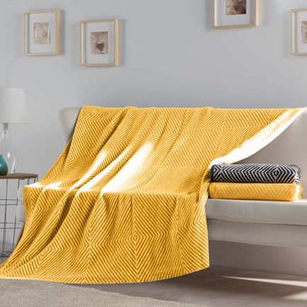Pătură catifelată 240x240cm, galbenă