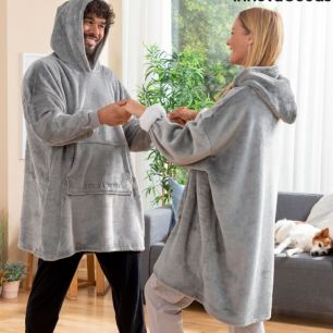 Pătură cu mâneci, tip hanorac, Hoodie Blanket, mărime universală