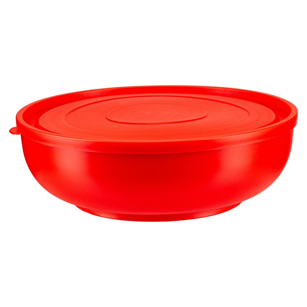 Caserolă rotundă cu capac, din plastic, 2.6 L, roșie